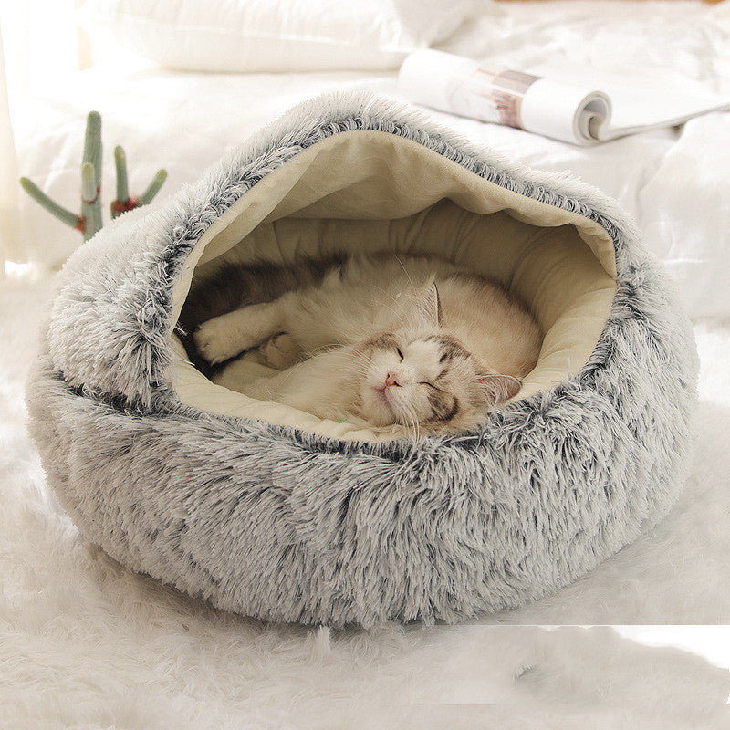 2 In 1 Pet Round Plush Bed