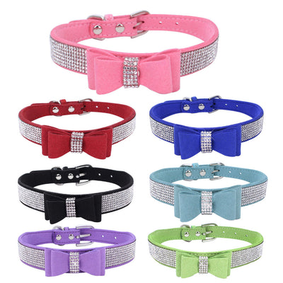 Rhinestone Bowknot Pet Collar