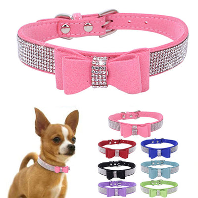 Rhinestone Bowknot Pet Collar