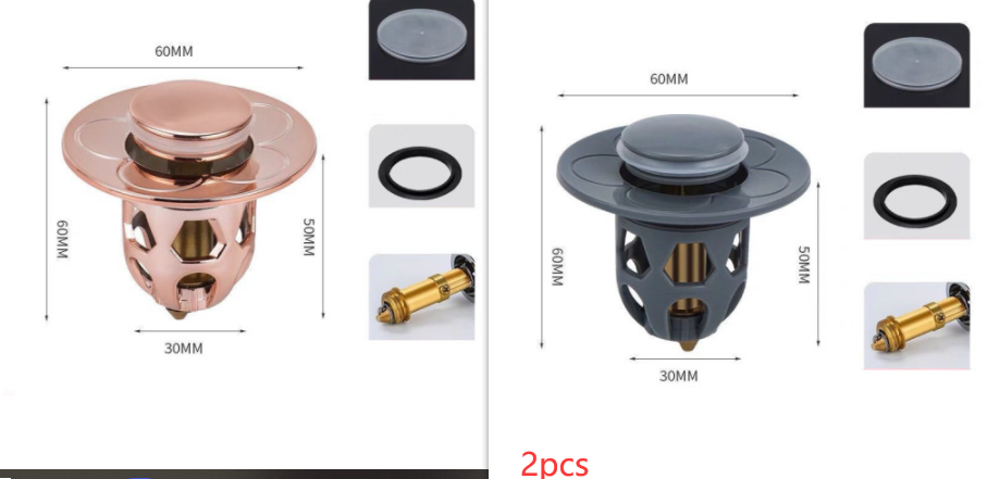 Washbasin Electroplating Drainer Bouncing Core Universal Head Leak-Proof Plug Pool Basin Copper Core Push Type Leaking Plug