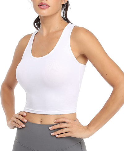Cotton Workout Crop Tank Top for Women Racerback Yoga Tank