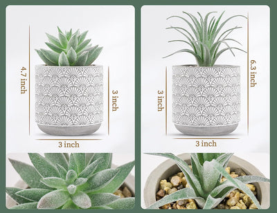 2 Packs Fake Plants Artificial Succulents Plants in Pots for Home Boho Decor Indoor