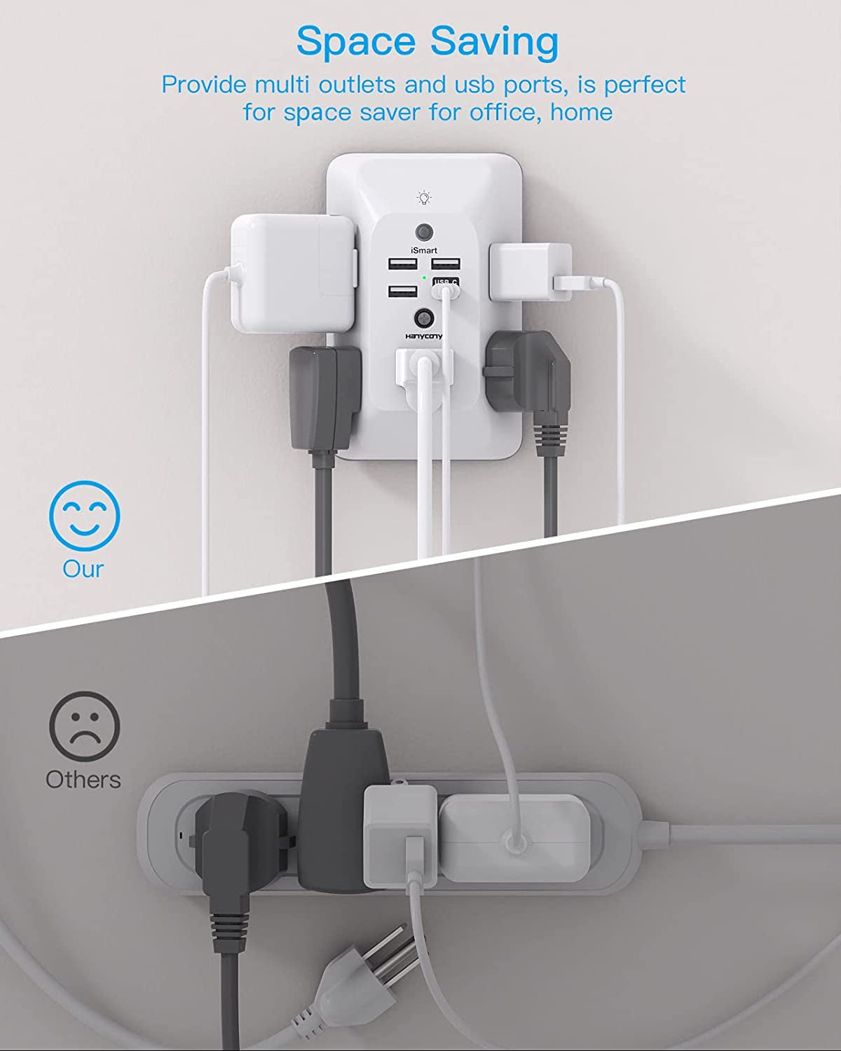 Outlet Extender with Night Light, Multi Plug