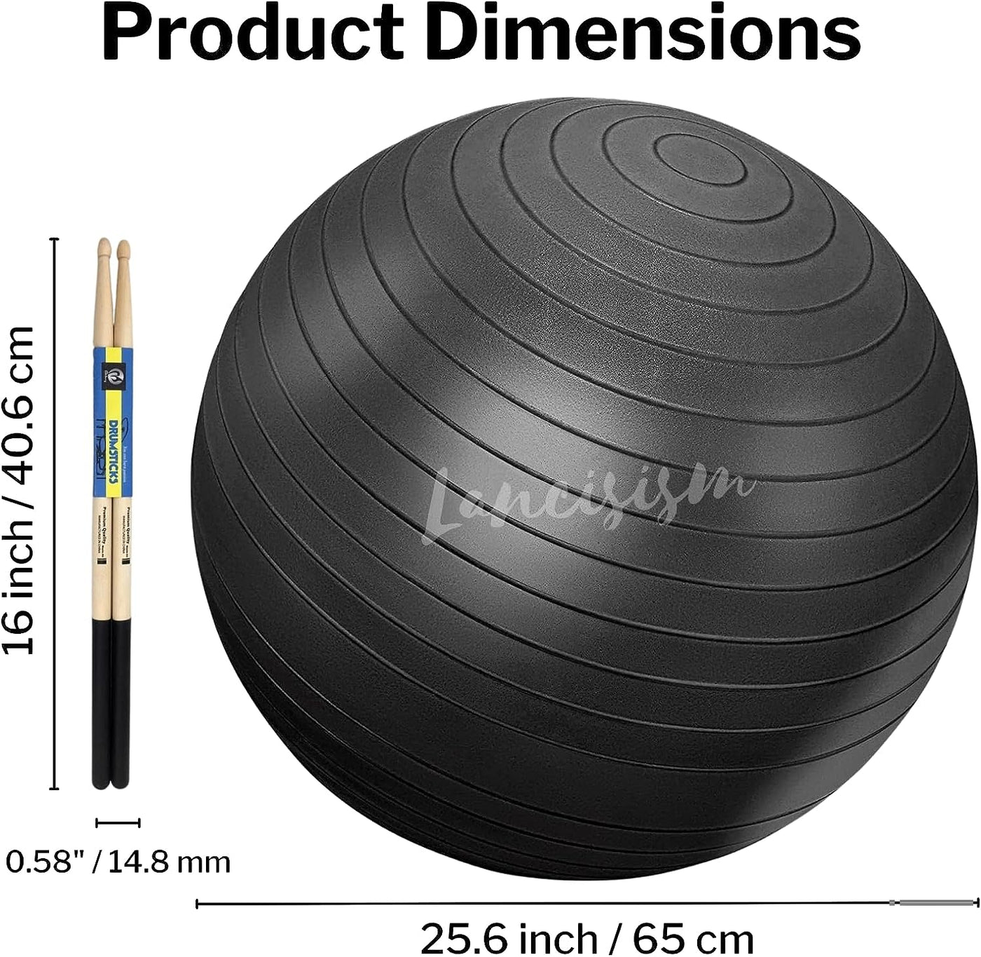 Cardio Drumming Equipment Set 26" Exercise Ball with Pump and Weighted