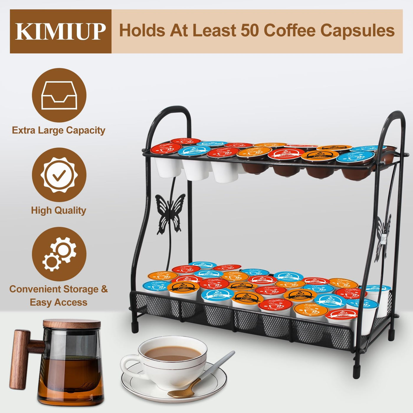 Large Capacity Coffee Pod Holder Cup Storage Organizer and Coffee