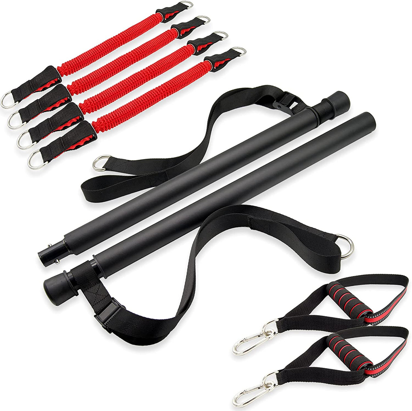 Portable Pilates Bar Kit with Resistance Bands Adjustable