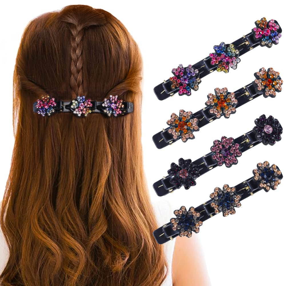 Sparkling Crystal Stone Braided Hair Clips for Women