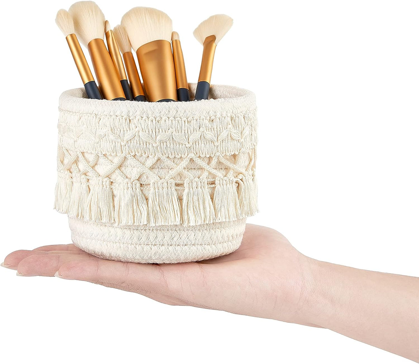 Macrame Makeup Brush Holder Organizer Comb Brushes