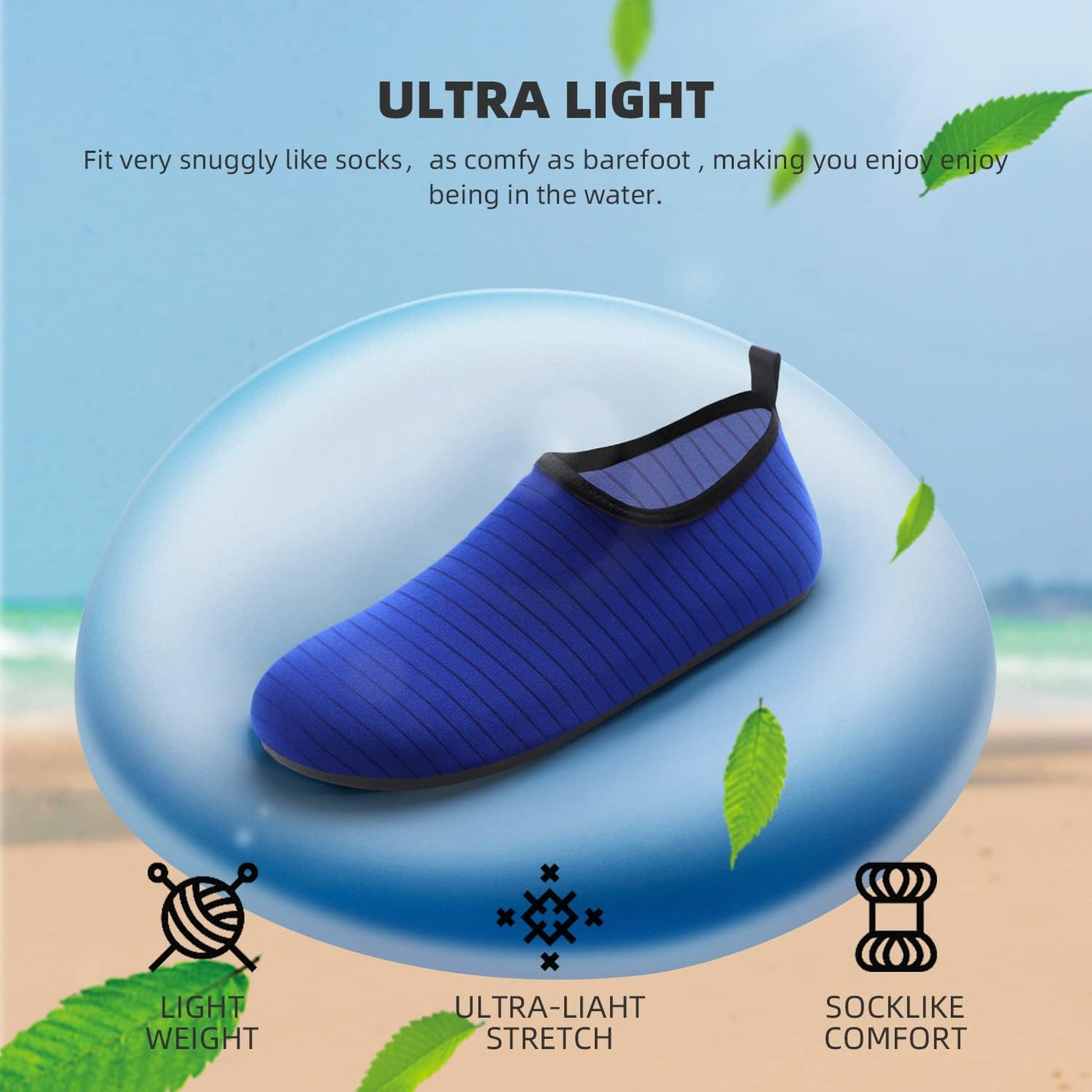 Water Socks for Women Men Aqua Swim Shoes Beach River Pool