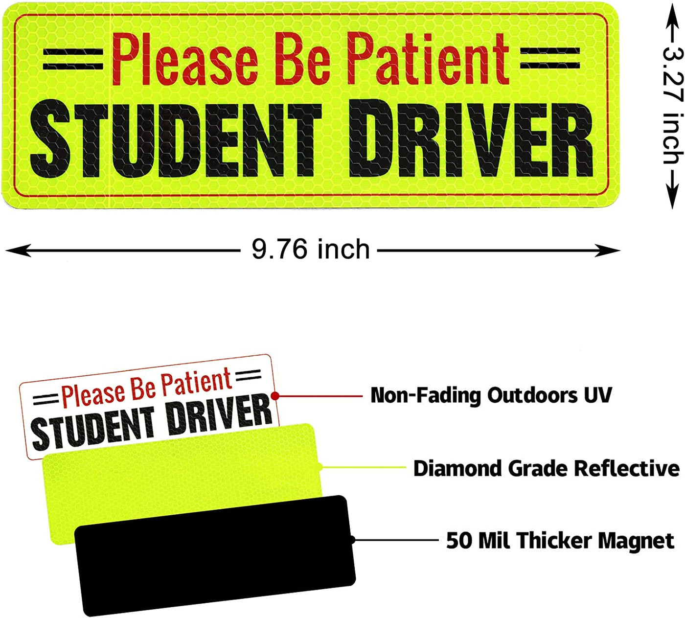 Student Driver Magnet for Car,Please Be Patient Student