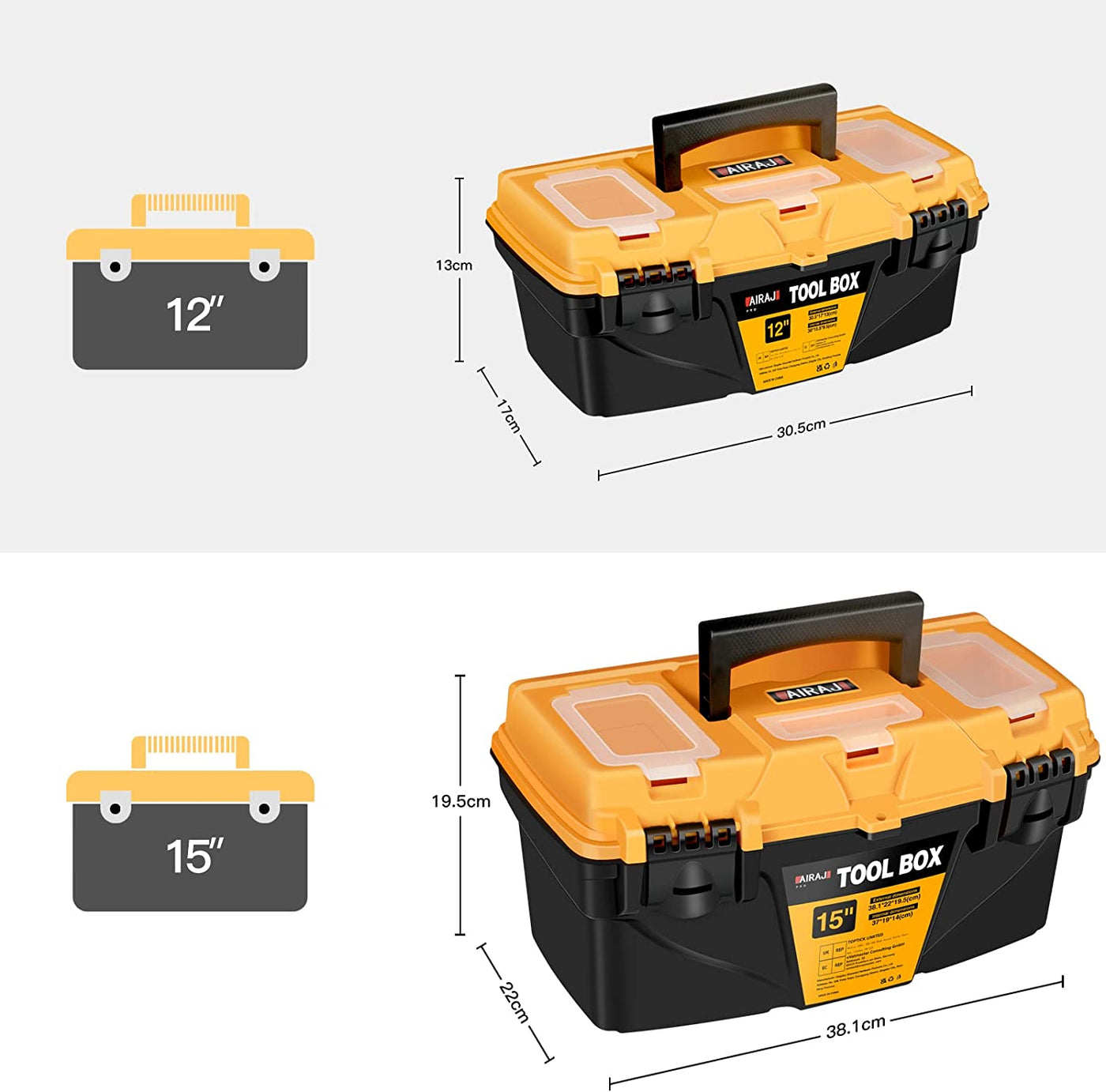 Portable Plastic Tool Boxes Set,12-Inch Small