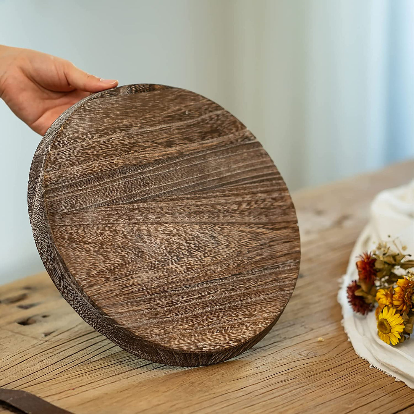 Rustic Wooden Tray Candle Holder