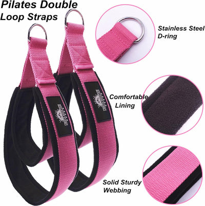 Lights Mountain 1 Pair Pilates Double Loop Straps for Reformer