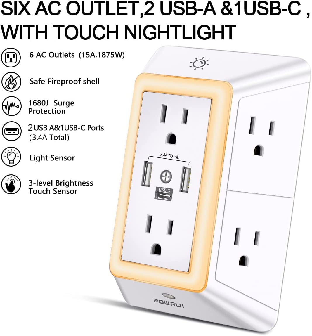 Surge Protector USB Outlet Extender