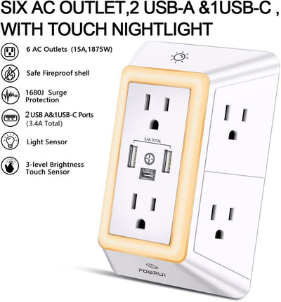 Surge Protector USB Outlet Extender