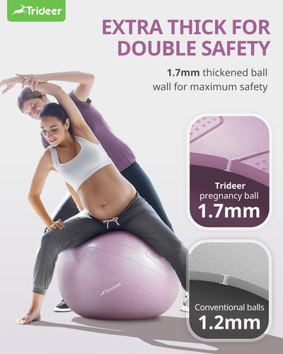 Pregnancy Ball Birthing Ball, 1.7Mm Extra Thick Yoga Ball for Maternity