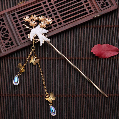 Chinese Hanfu Hair Sticks Ethnic Butterfly Flower Pendant