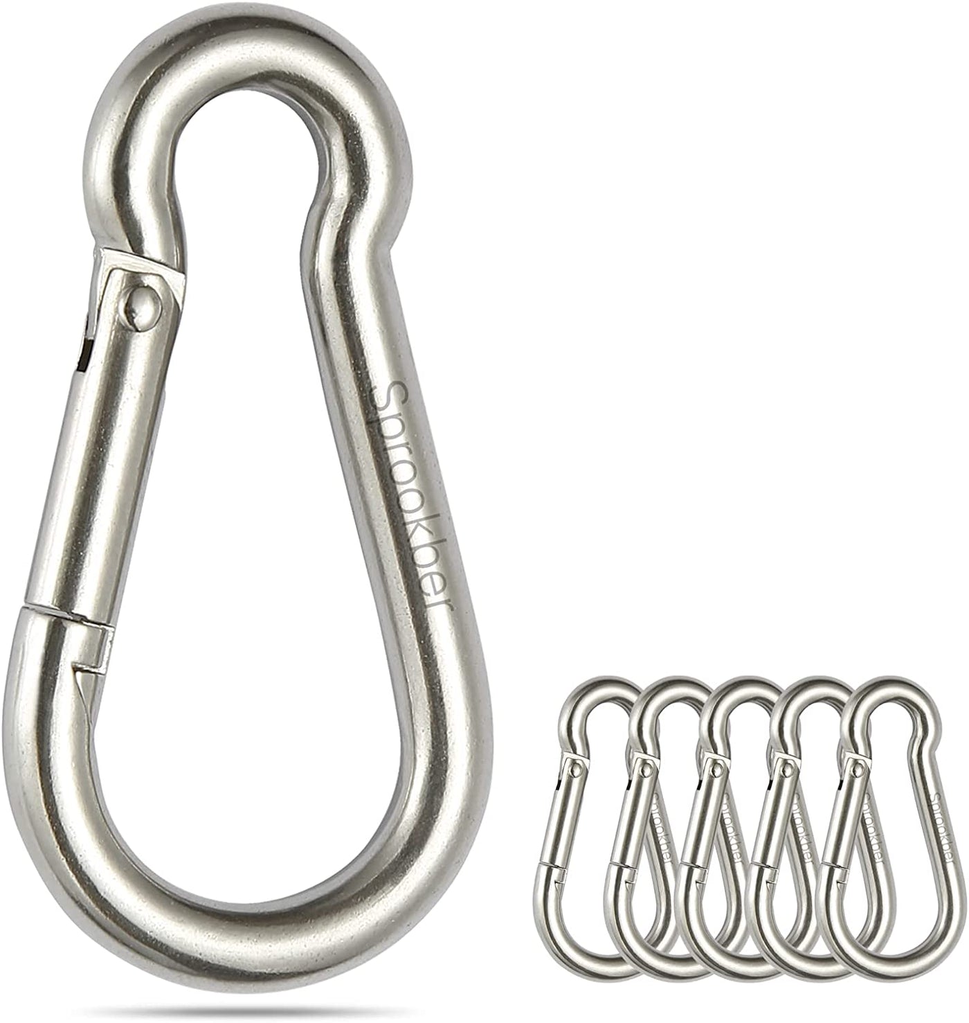 Sprookber Stainless Steel Spring Snap Hook Carabiner