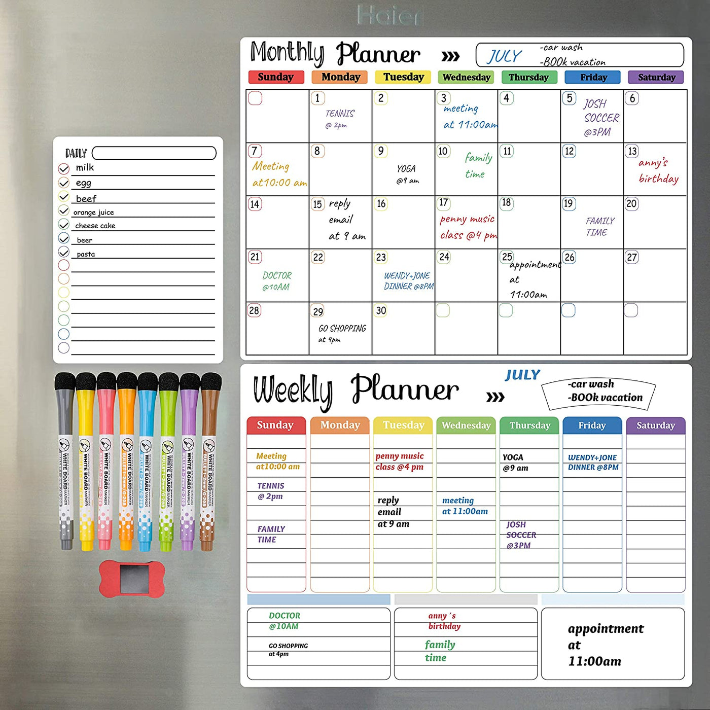 Magnetic Dry Erase Calendar Whiteboard Set