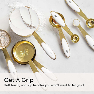 White & Gold Measuring Cups and Spoons Set