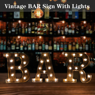 Light up BAR Sign, LED Vintage Letters Home Decor
