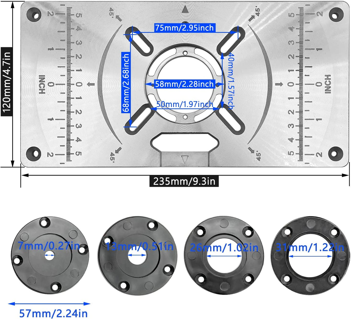 Router Plate, Aluminum Router Table Plate for Woodworking Router