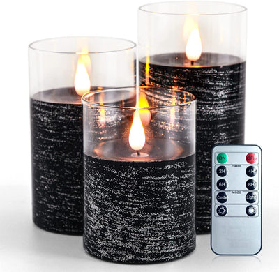 Flameless Flickering Candles, Glass LED Candles