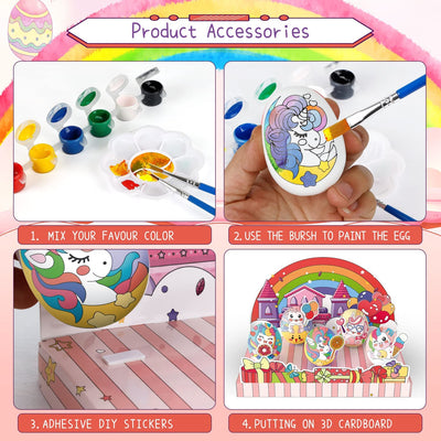 Eggs Art and Crafts,5Pcs Unicorn DIY Eggs Painting Kit