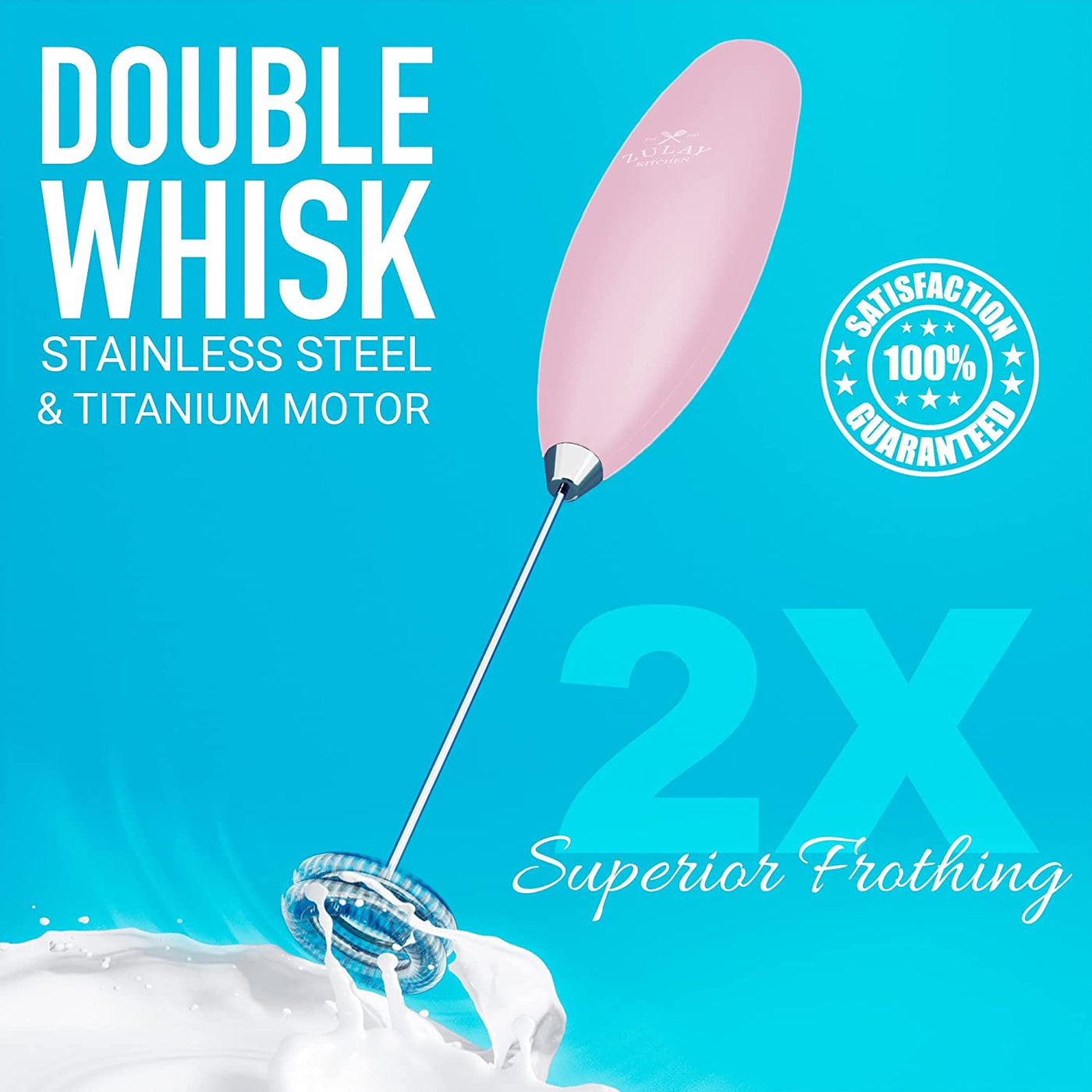 Zulay Double Whisk Milk Frother Handheld