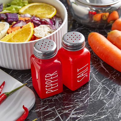 Red Salt and Pepper Shakers Set -  2.7 Oz Christmas Salt