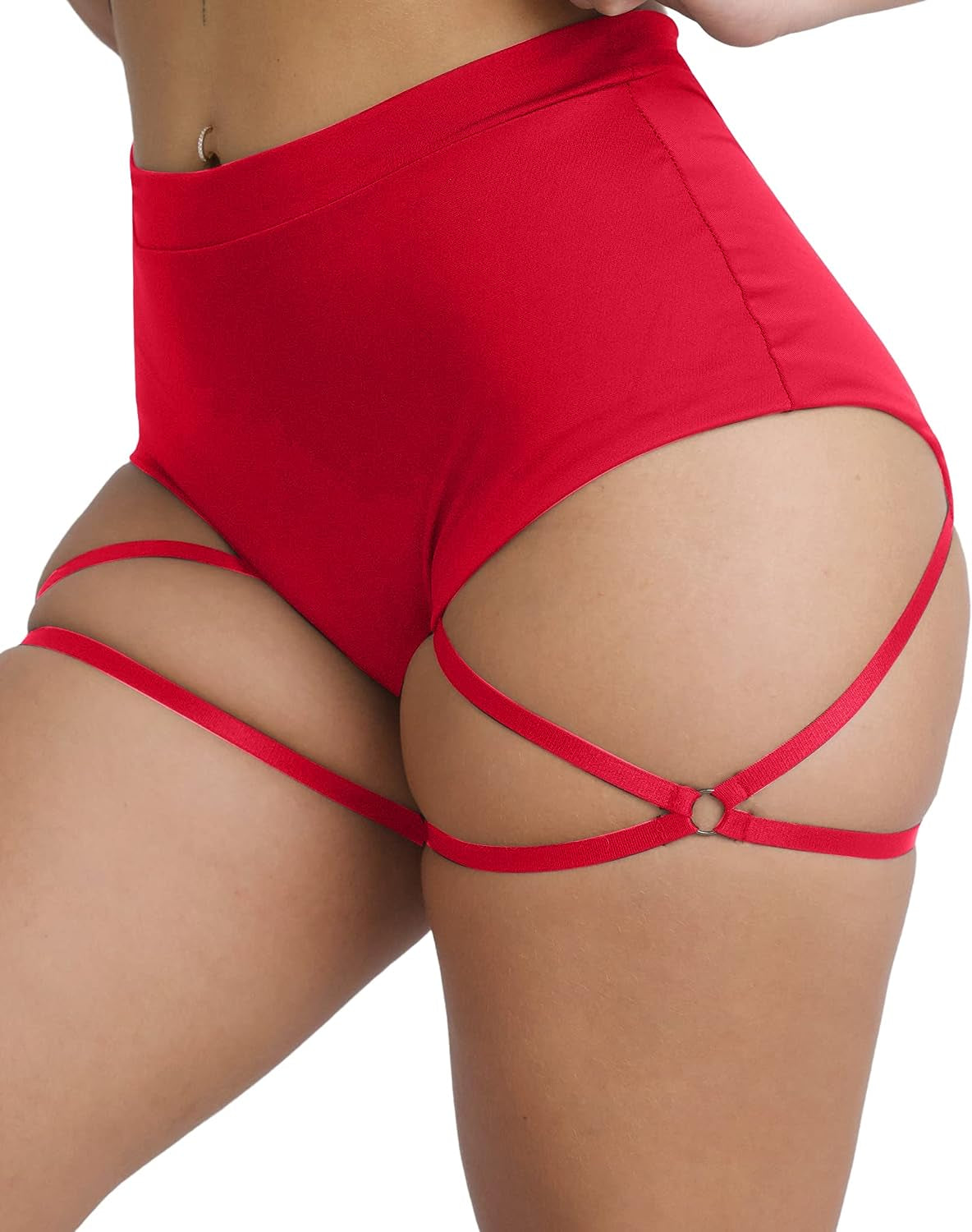Women'S Booty Shorts with Garters High Waisted Workout Pole Dance