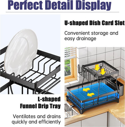 Dish Drying Rack 2 Tier Dish Rack and Drainboard