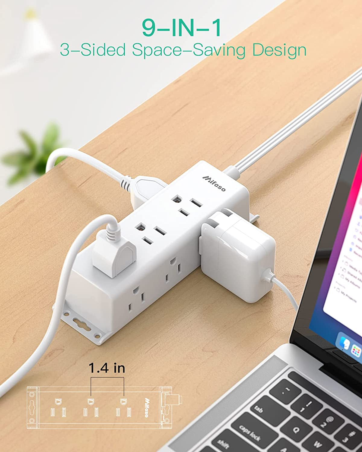 Surge Protector Power Strip - 9 Widely Spaced Multi Outlets