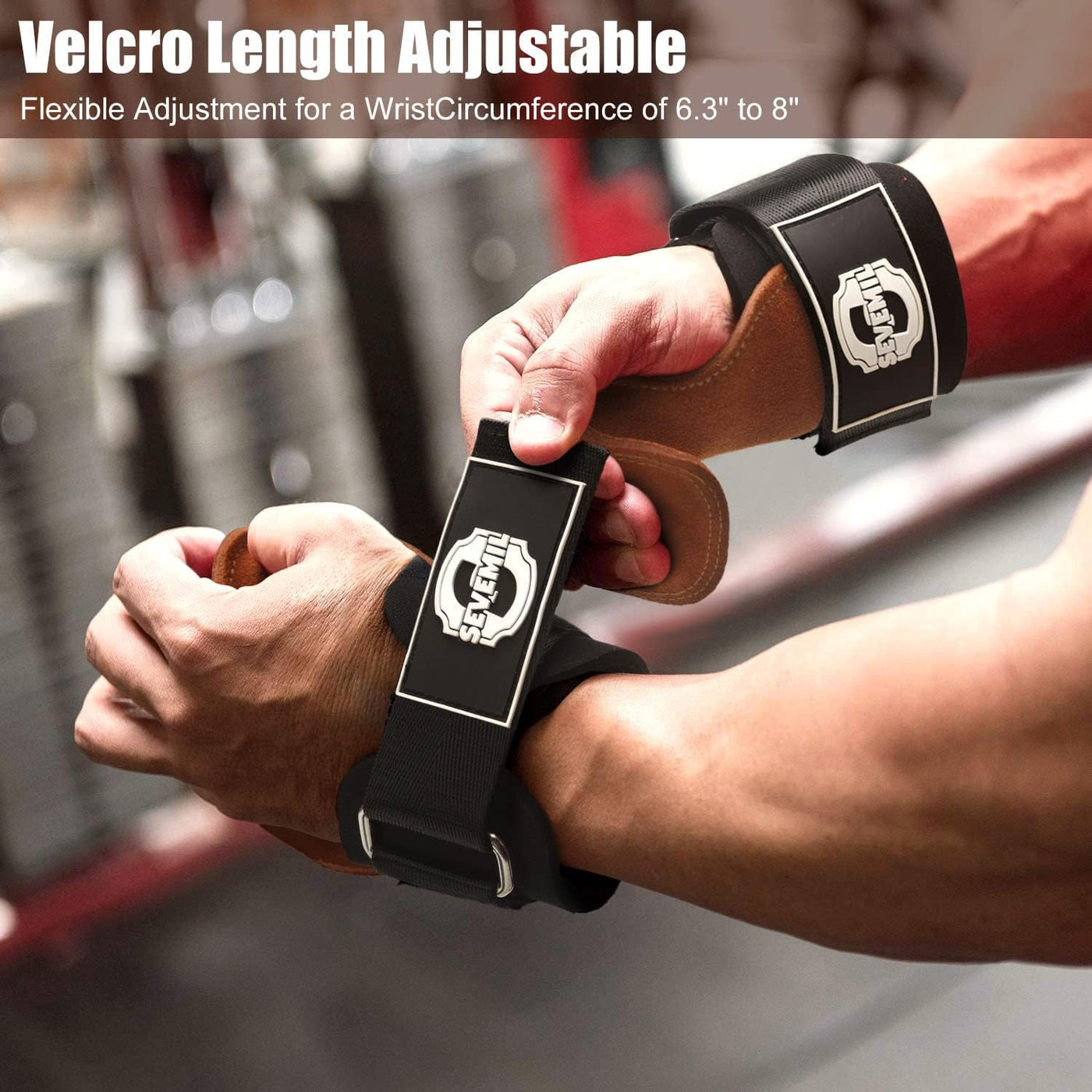 Weight Lifting Wrist Straps, Double Layer Leather Hand Grip Deadlift