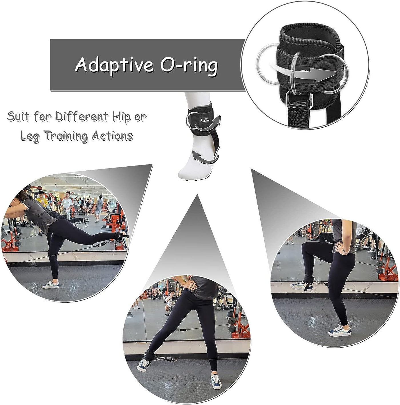 Ankle Strap for Cable Machines, Adaptive O-Ring for Glute & Leg Workouts