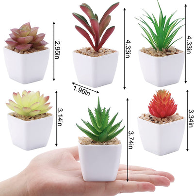 Artificial Succulents Plants, 6Pcs Mini Fake Potted Plants in Pots