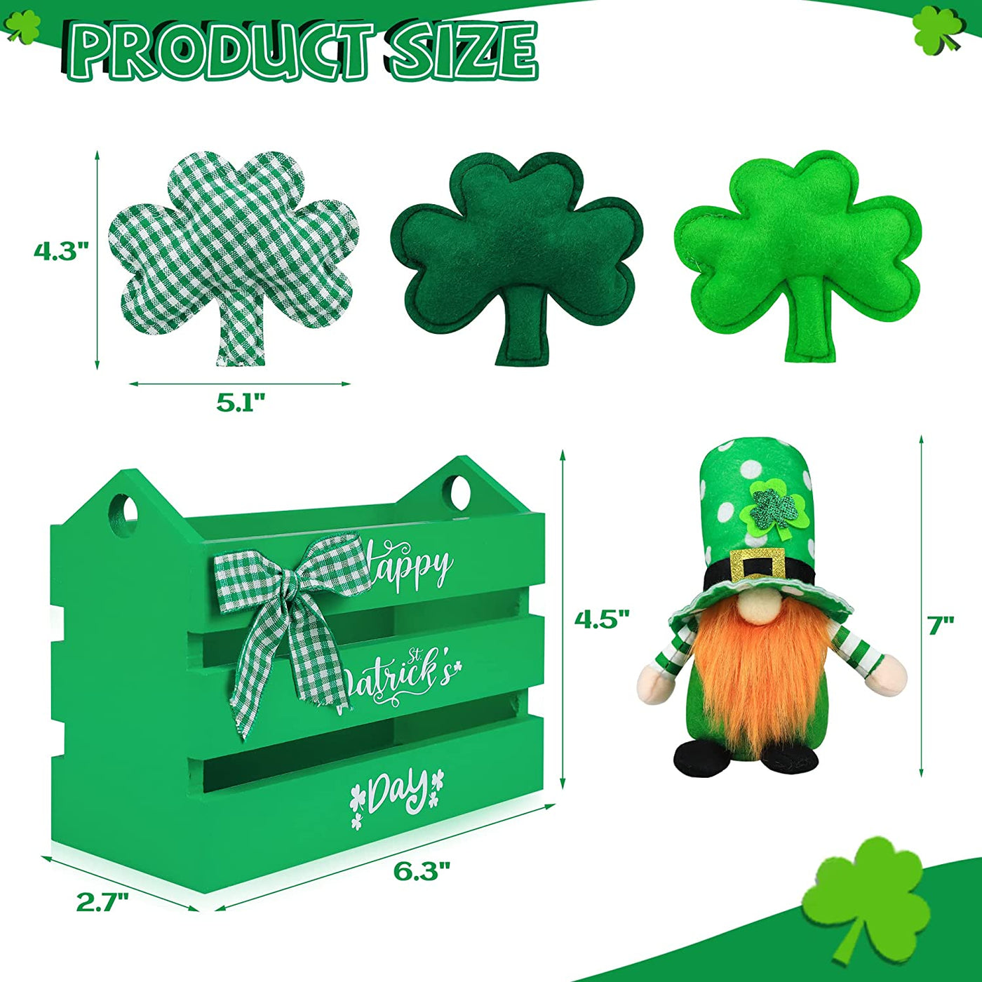 Green Wooden Crate with Irish Plush Gnome