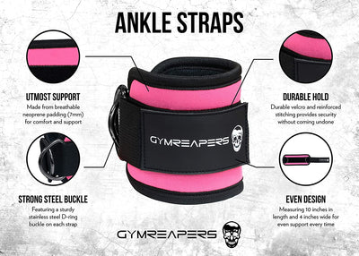 Ankle Straps (Pair) for Cable Machine Kickbacks, Glute Workouts