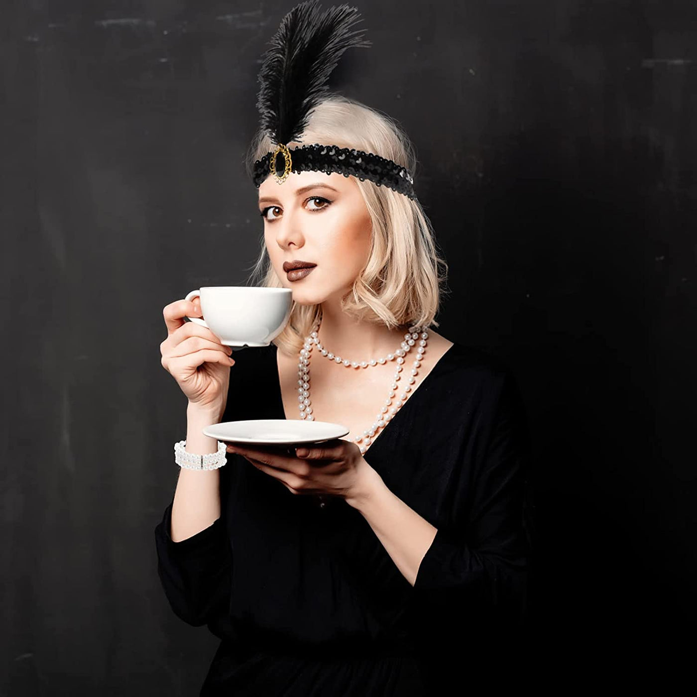 Great Gatsby Accessories for Women,Black Flapper