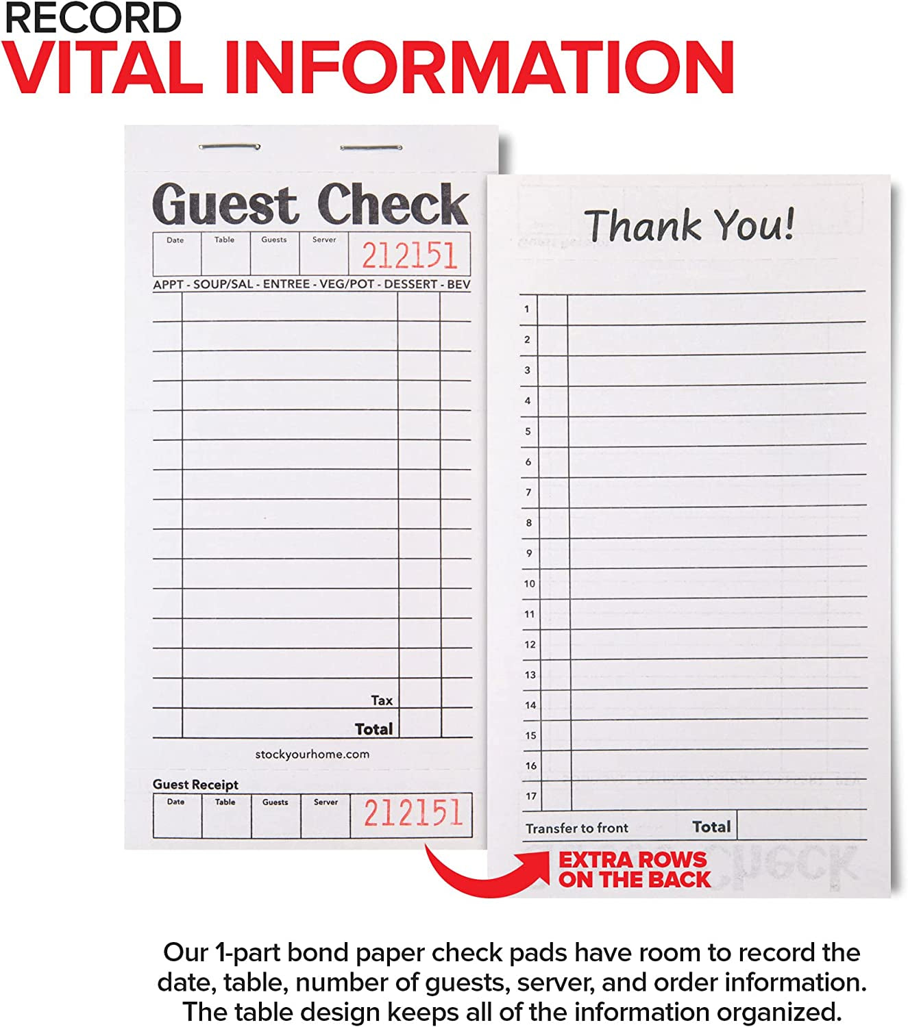 Black+White Guest Check Books for Servers (20 Pack)