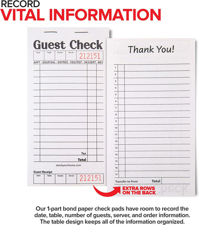 Black+White Guest Check Books for Servers (20 Pack)