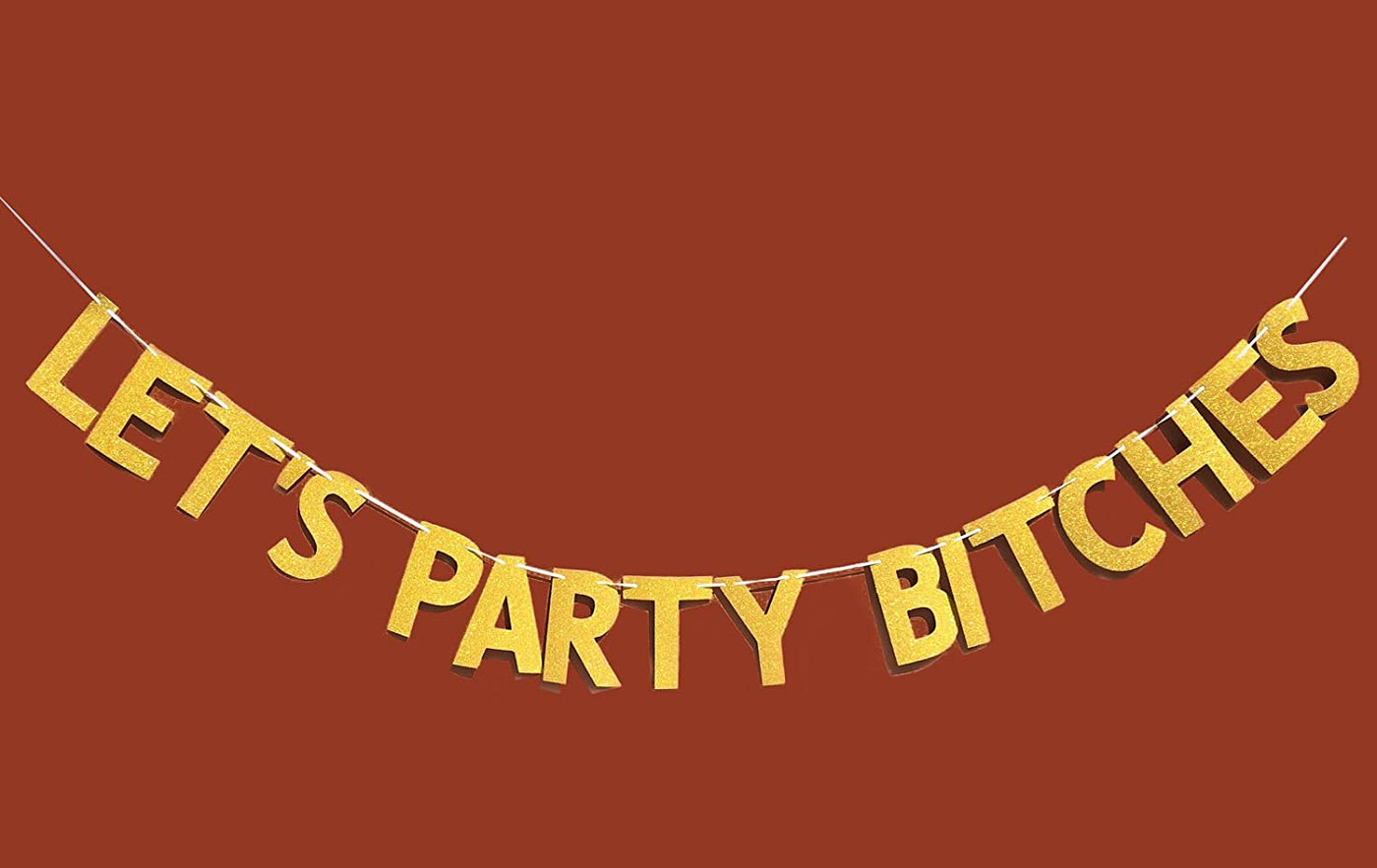 Glitter Gold Alphabet Let'S Party Banner for Bachelorette