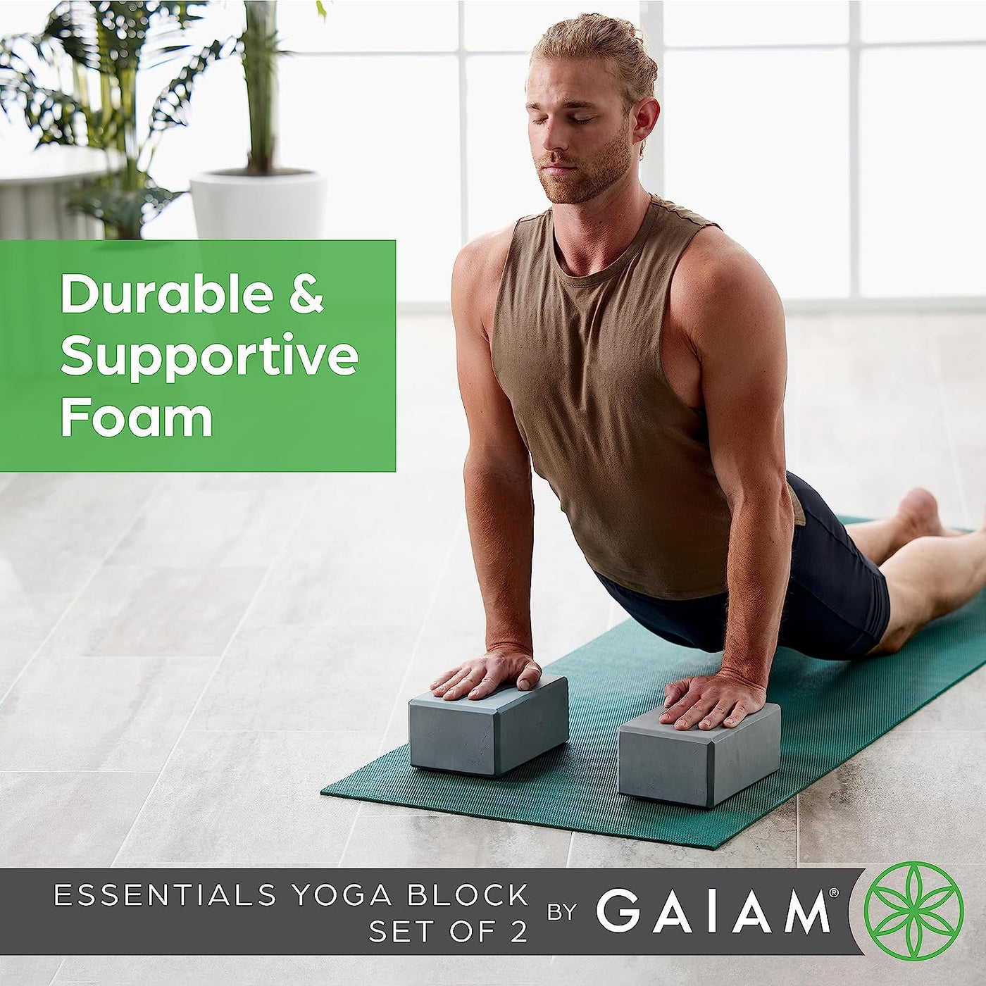 Gaiam Essentials Yoga Block (Set of 2) – Supportive, Soft Non-Slip