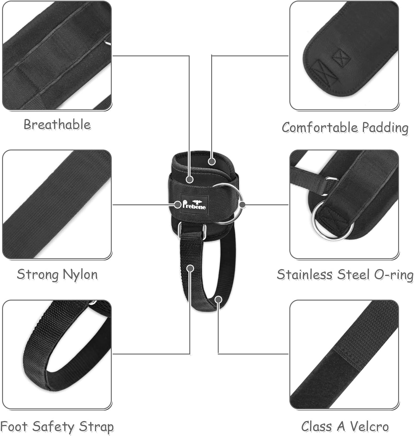 Ankle Strap for Cable Machines, Adaptive O-Ring for Glute & Leg Workouts