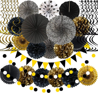 Fiesta Party Decorations 34 Pcs,Black & Gold Mexican