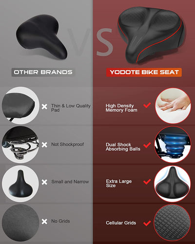 Oversized Bike Seat, Wide Bicycle Saddle Memory Foam Soft Padded