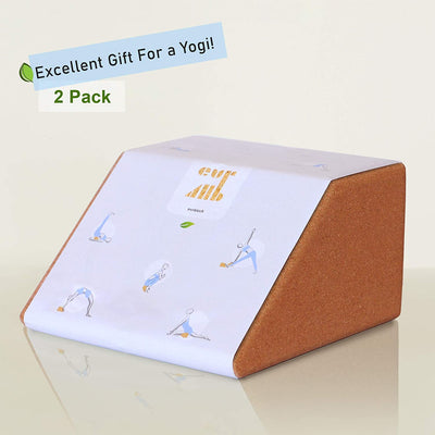 Multifunctional Cork Yoga Blocks 2 Pack - Trapezoid Yoga Block Set