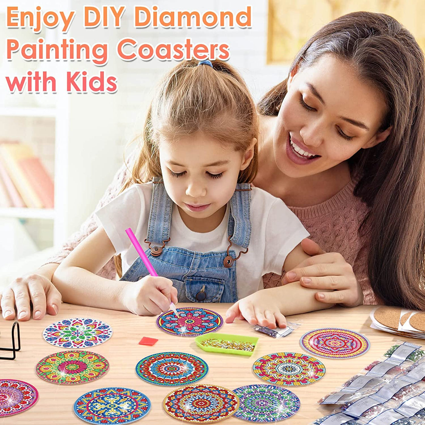 Diamond Painting Art Coasters Kits, 10 Pieces Mandala