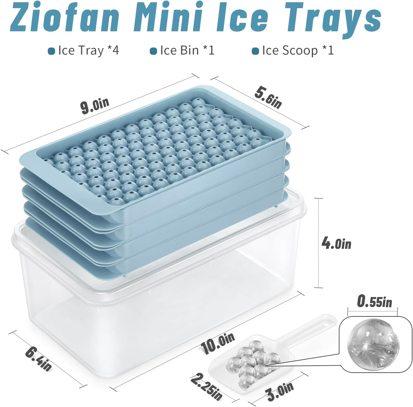 Mini Ice Cube Tray, 4 Pack Small Ice Cube Tray