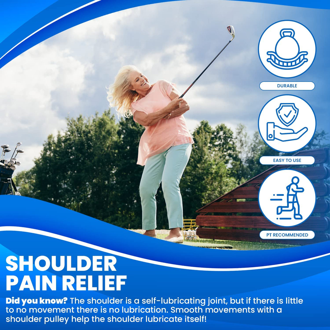 Blueranger Shoulder Pulley with Patient Guide Aids Recovery and Rehabilitation